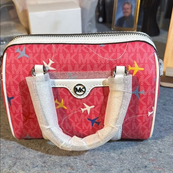 Michael Kors Red and Silver Handbag - Picture 2 of 6